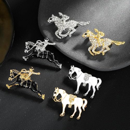 Image of coadipressGold Derby Horse Racing Brooch For Women And Men Rhinestone Horse Pin Brooch Western Cowgirl Pin Jewelry for Horse Lover