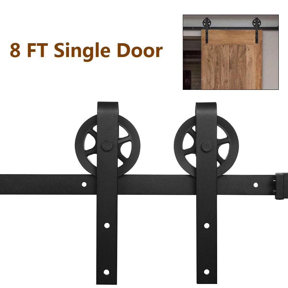 Buy Heavy Duty Sliding Barn Door Hardware Kit, 8ft, Sturdy Single Door