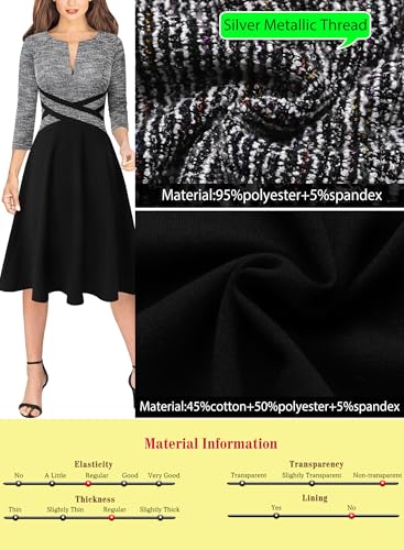 Image of VFSHOW Womens Front Zipper Work Business Casual Office Church A Line Dress