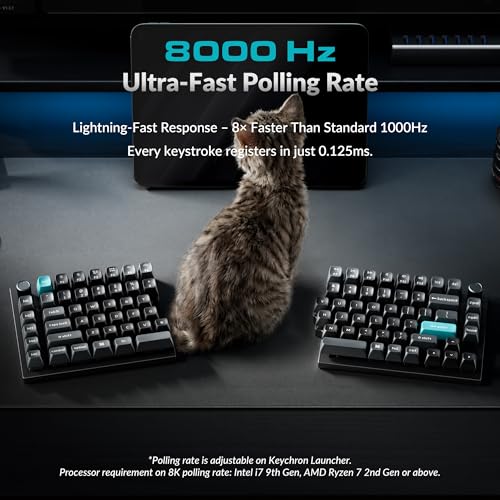 Image of Keychron Q11 Ultra 8K Polling Rate Wireless & Wired Split Ergonomic Mechanical Keyboard, Open-Source 75% Layout Dual Knobs, Aluminum Hot-Swappable RGB Brown Switch for Mac Windows Linux