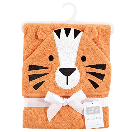 Image of Hudson Baby Unisex Baby Cotton Animal Face Hooded Towel, Tiger, One Size
