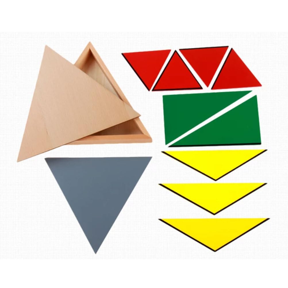 Drewniane trójkąty konstrukcyjne Montessori | Układanka kształtami geometrycznymi, sensoryczna edukacyjna zabawka poznawania kształtów płaskich, klocki nauki geometrii