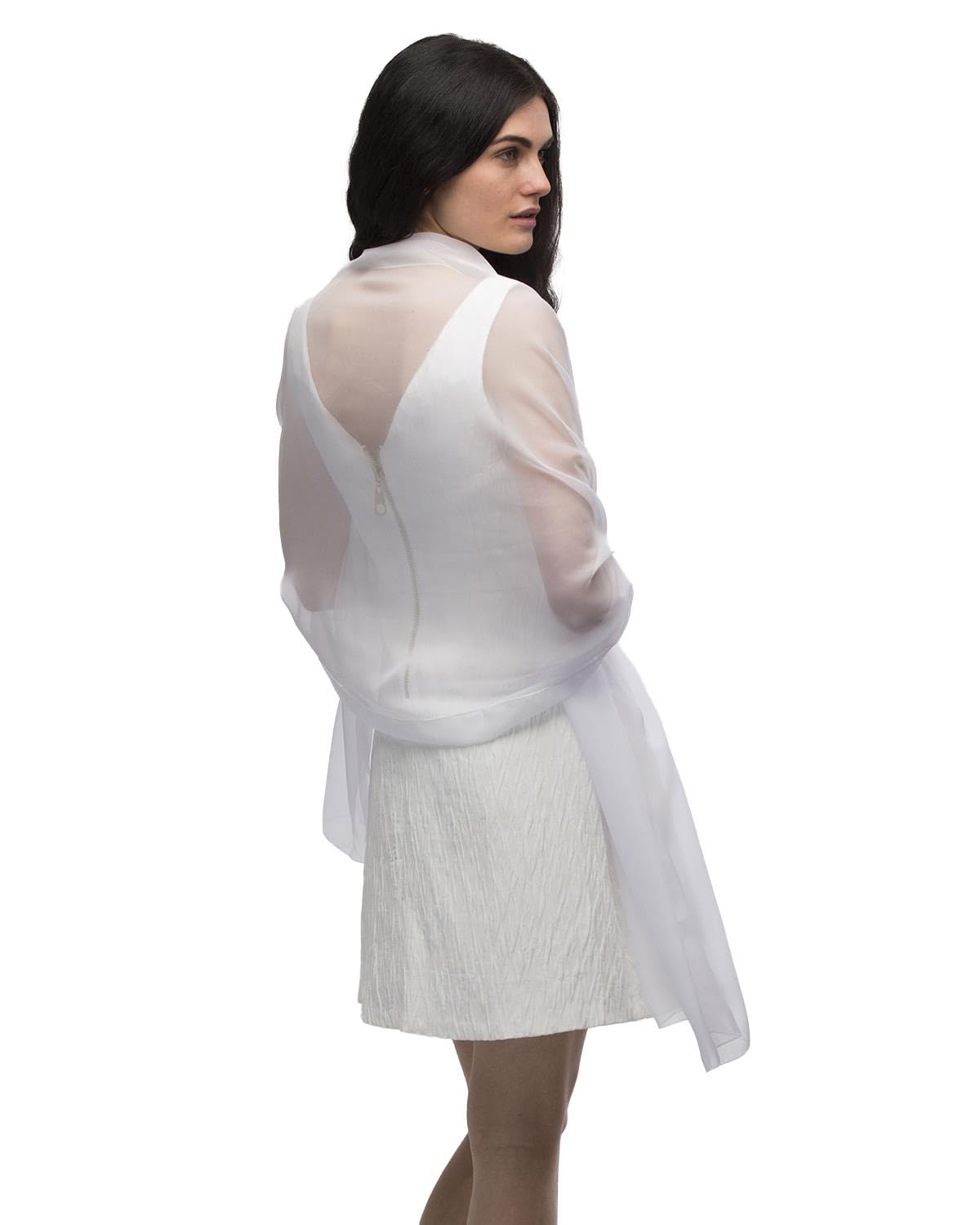 Basic Sense Large Plain Chiffon Shawl Scarf - Vibrant Sheer Accessory for Weddings and Evening Party, White