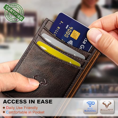 Image of BULLIANT Slim Wallet For Men 12Cards,Magnetic Flip Build-in Money Clip Airtag Compatible-RFID Blocking