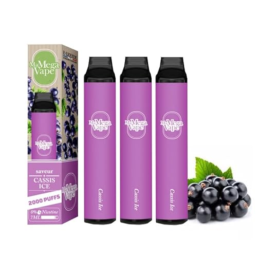 Districlope LOT DE 3 PUFF MA MEGA VAPE DE 2000 PUFFS - SAVEUR CASSIS ICE EN 0MG Cover