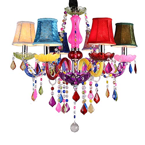 Chandelier en cristal de luxe coloré 6 feux pour grand salon