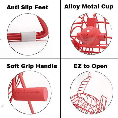 Mr Chips 11" Tall Bingo Set With Steel Bingo Cage – Professional Bingo Game With Everlasting 7/8” Bingo Balls, Master Board For Bingo Balls - 4 Color Choices, Lucky Red #TOP2