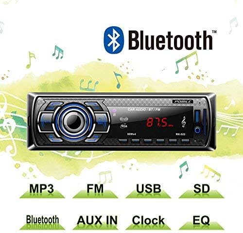 POMILE Bluetooth Car Stereo, Car MP3 Player Audio FM Receiver with Single-Din Version, USB Port & SD Card Slot AUX Receiver, with Wireless Remote Control