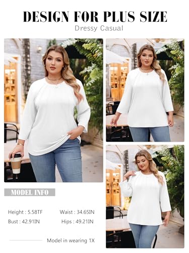 Image of Chulianyouhuo Womens Plus Size Tops 3 /4 Sleeve Casual T Shirts