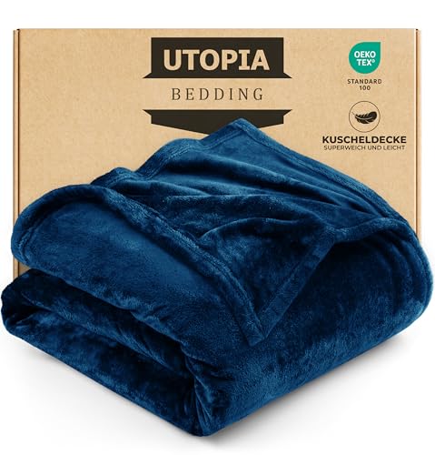 Utopia Bedding Kuschelige Fleecedecke [200x150 cm, Marine] Weiche, leichte, warme Flauschige Decke Kuschelige und atmungsaktive Decken für Bett Sofa...