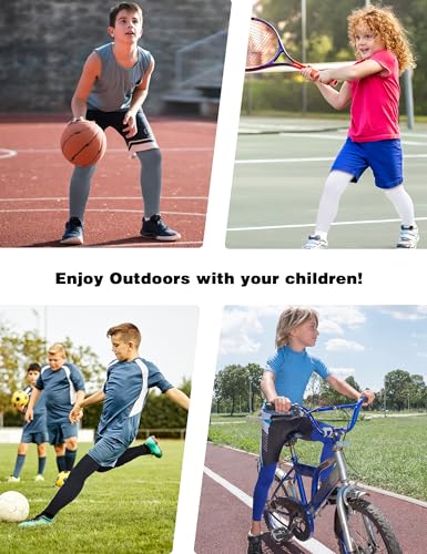 Roadbox Kids Long Compression Leg Sleeves, 2/3 Pairs Youth Sports Basketball Support, Football Running Cycling for Boys Girls4