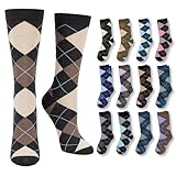 Tipi Toe Women's 12 Pack Lightweight Soft Color Argyle Socks For Women Plus Size 10-13, PWC100-T1
