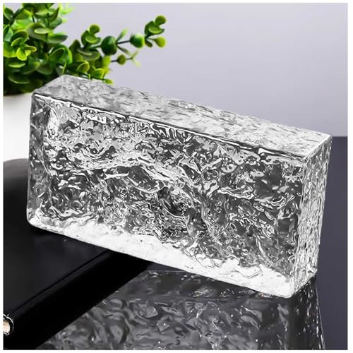 Brique de Verre Rectangulaire Transparente à Motif Cristal de Glace, Utilisée dans Le Domaine du Bâtiment pour Les Cloisons Murales, Ainsi Que pour Les Tables DIY,Transparent,1 Pack