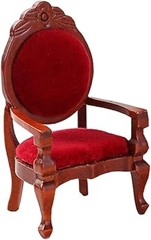 Amazon.co.jp: 1/12ドール家具 ミニチュア アームチェア 木製