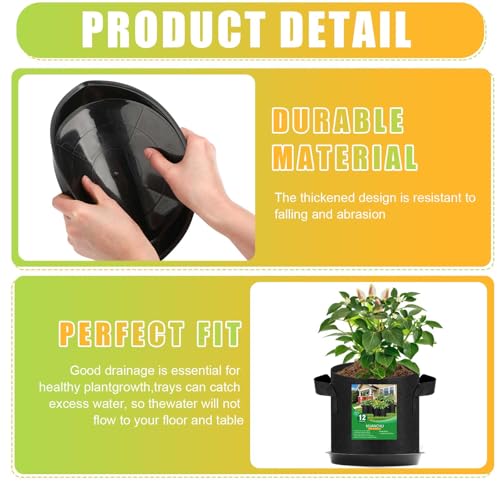 Image of Funnymoom 12 Set 1 Gallon Grow Bag Fabric Plant Pot with Saucer and Handles