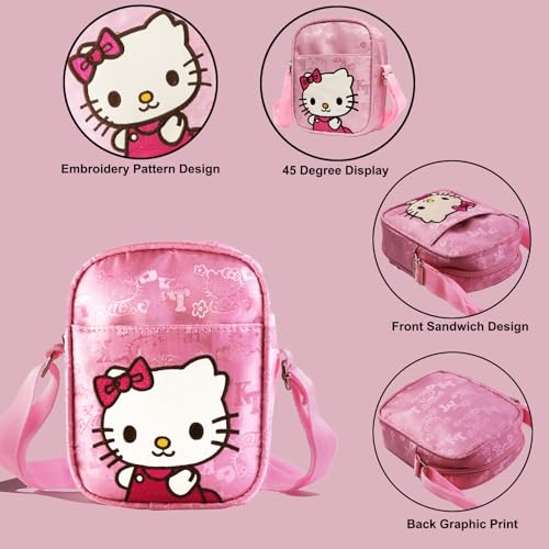 ratote Cute Pink Mini Purse for Girls, Canvas Stuff Wallet and Small Crossbody Bag — view 3