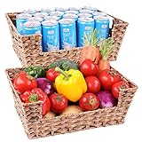 ROSOS Wicker Storage Basket 2 Pack, Large 15' Waterproof Plastic Baskets for Organizing, Open-Front Storage Baskets for Shelves