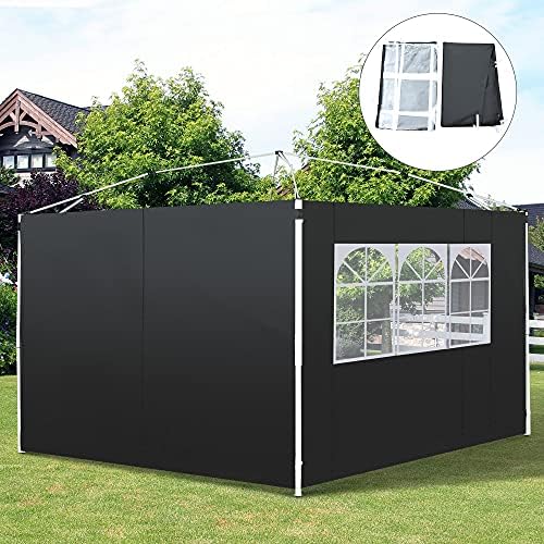 Outsunny 3 Meters Gazebo Replaceable Exchangeable Side Panel Wall Panels Walls With Window 3 colours (Black)