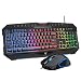 PICTEK RGB Backlit Wired Gaming Keyboard Mouse Combo, Quiet 104 Keys USB Ergonomic Wrist Rest Keyboard with Independent Multimedia Keys, 7 Programmable Buttons Gaming Mouse for Mac, PC Gamer