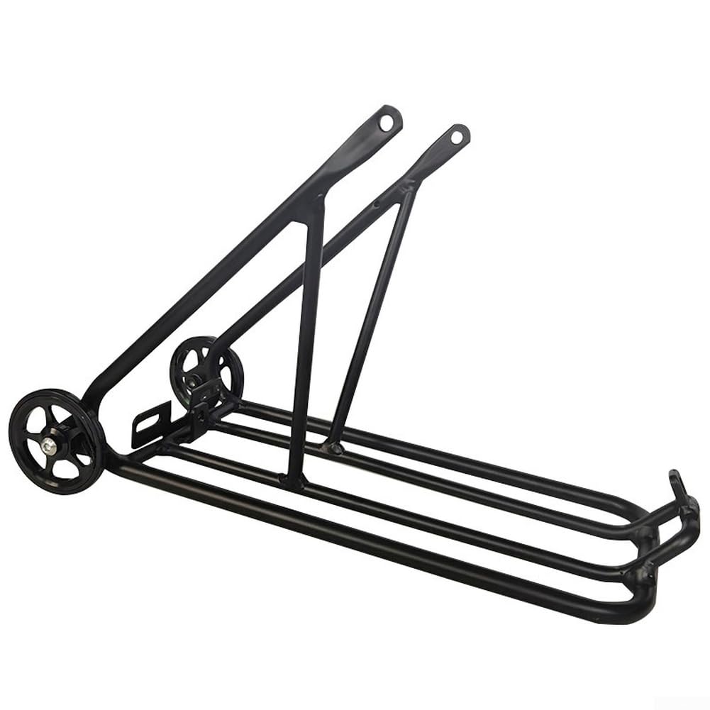 Fahrradträger aus Aluminiumlegierung, zusammenklappbar, mit einfachen Rädern, für Brompton-Reifen, Gepäckträger für Gepäckrahmen, leicht, stabil