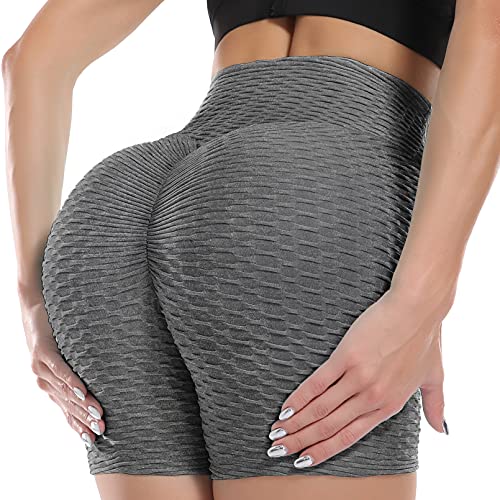 Women s Butt Lifting Shorts High Waist Workout Running Anti Cellulite Textured Yoga Shorts Tummy Control Ruched Booty Leggings