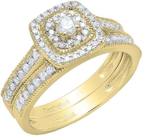Dazzlingrock Collection Juego de anillos de compromiso de oro de ...