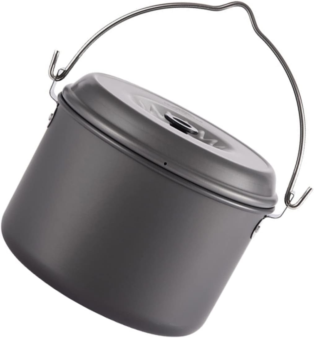 KICHOUSE Portable Camping Pot Set Durable Cookware Non-stick Outdoor Cooking Kit for People Lightweight and Design for Hiking and Backpacking