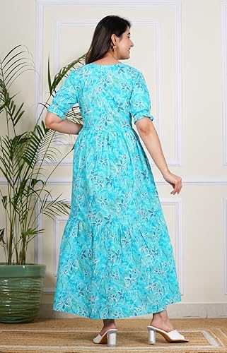 Image of Kuruti B Sheets Women's Cotton Floral Printed Regular Fit Anarkali Kurta for Women