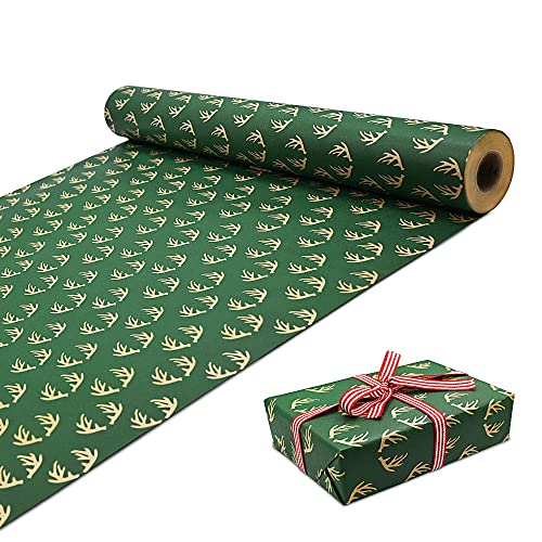 DOJoykey Rollo de papel para envolver regalos, 43 cm x 15 m Rollo grande Papel para envolver de Navidad Papel Kraft reciclable