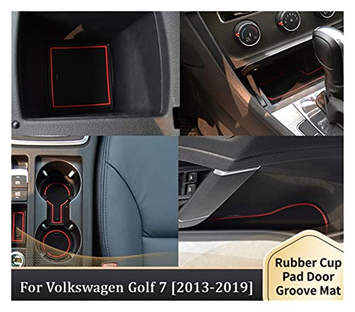 Tapis de fente de porte Golf 7 rouge avec coussinets de console centrale - 5