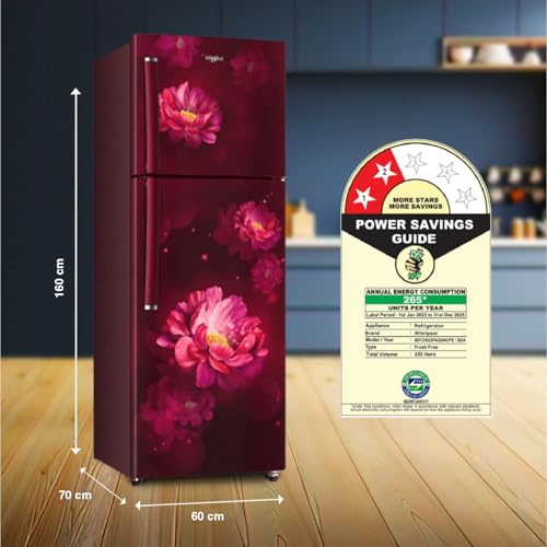 Image of Whirlpool 235 L 2 Star Frost Free inverter Double Door Refrigerator (NEO 278LH PRM WINE VIOLA(2s)-TL, Red)