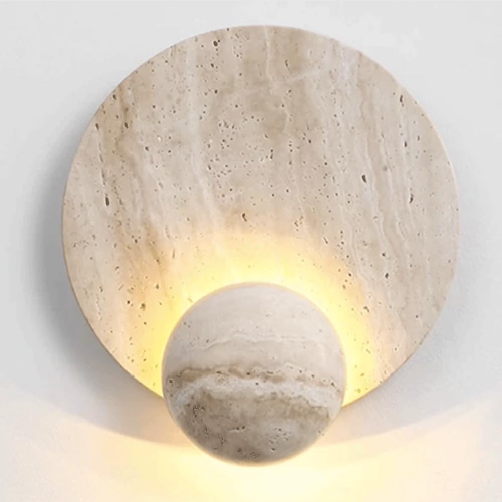 SHUANGZ Kids Nursery Room Decorative LED Lamp Lighting Minimalist Modern Style Wall Sconces Yellow Travertine Wall Mounted Lamp for Bedside Bathroom Stairs Corridor Living Room Entrance