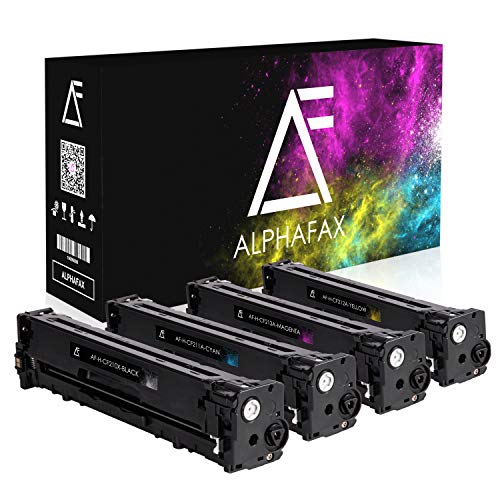 4 Alphafax Toner kompatibel mit HP CF210X CF211A CF212A CF213A für HP Laserjet Pro 200 M251n Color MFP M276nw M276n M251nw - Schwarz 2.400 Seiten, Color je 1.800 Seiten Cover