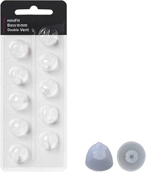 Hearing Aid Domes for Oticon MiniFit Double Vent Bass Domes: 3 Packs (10mm), Universal Domes for Oticon Hearing Aid Supplies