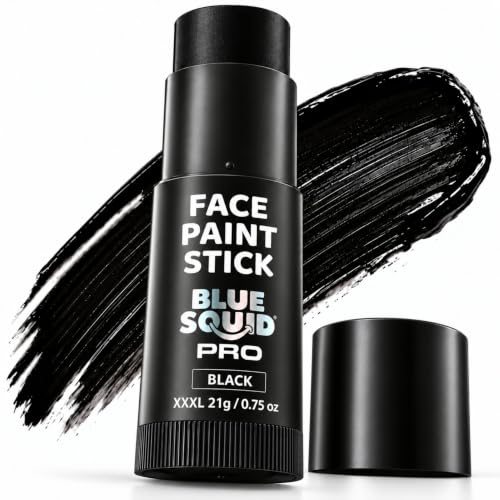 Blue Squid - XXXL - Black Face Paint Stick PRO - Waterproof Body Paint for Adults & Kids Eye Black Baseball - Vegan Hypoallergenic Twist-Up Non-Toxic Makeup Stick for Cosplay, Sports