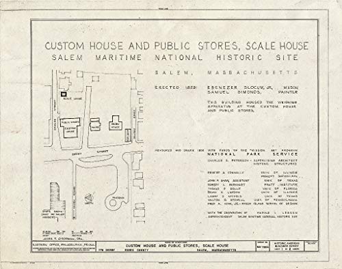 Historic Pictoric : Blueprint HABS Mass,5-SAL,48A- (Sheet 1 of 2) - Custom House & Public Stores, Scale House, 178 Derby Street, Salem, Essex County, MA 24in x 18in