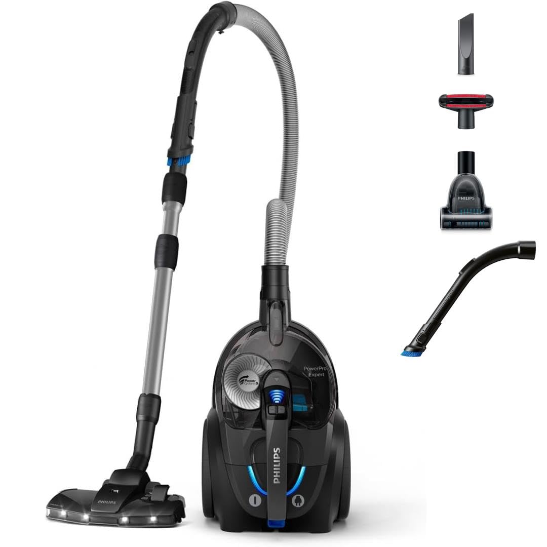 Philips PowerPro Expert 7000 Series - Aspirapolvere senza sacco - Bocchetta TriActive+ LED - Filtro per allergie - 900 watt - Nero lucido - FC9747/09