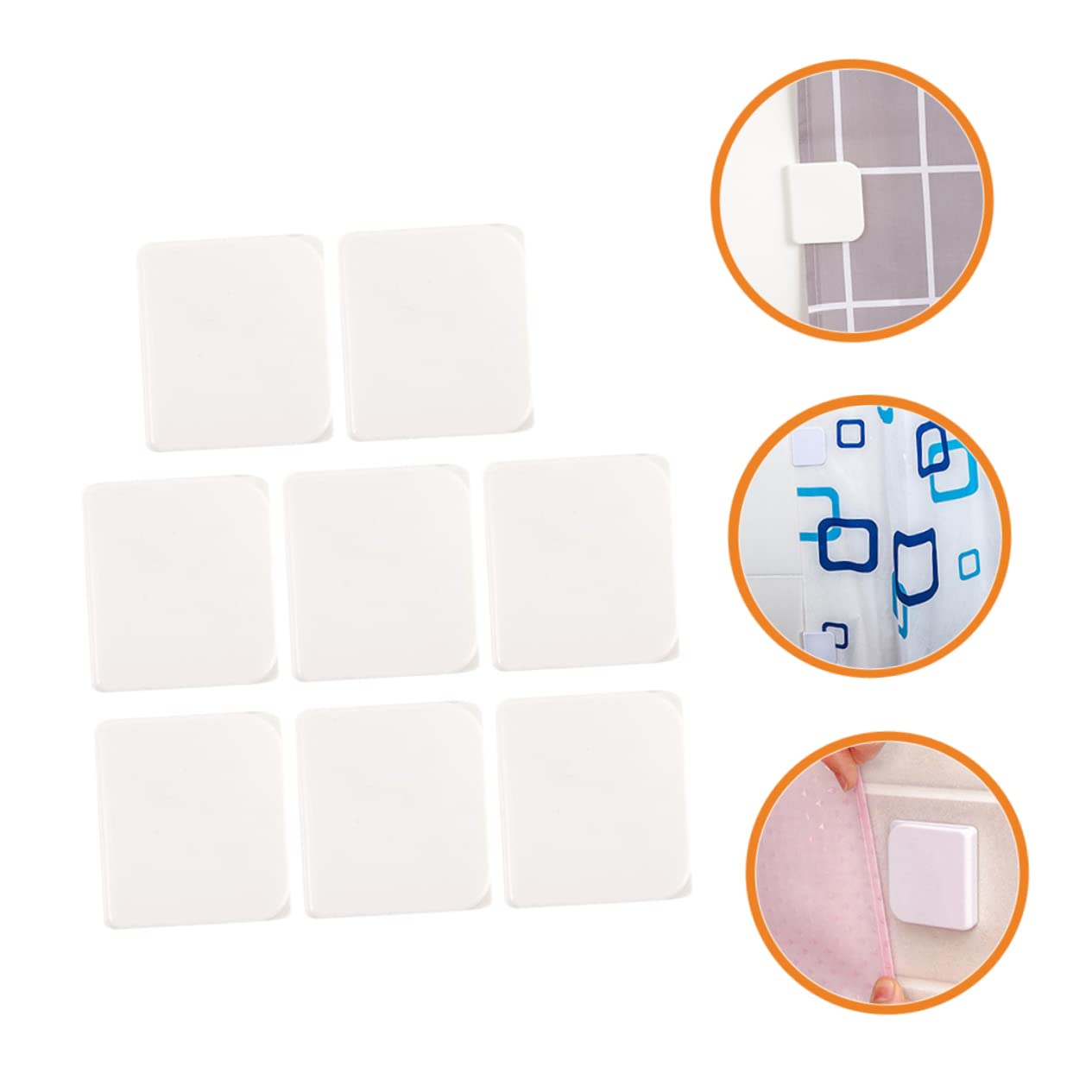 FUNOMOCYA 8Pcs Adhesive Splash Curtain Clips for Shower Curtains Easy Installation Classic Color Material for Cloth Shower Curtains