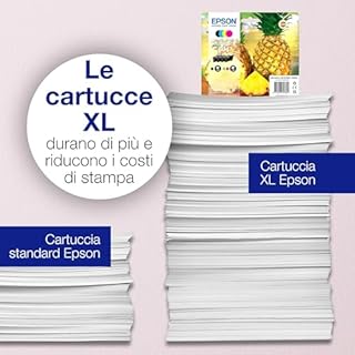 Epson 604 Serie Ananas - Cartucce per stampante getto d'inchiostro, Multipack 4 colori (Nero, Ciano, Magenta, Giallo), Formato STD, Stampe affidabili casa e ufficio, Confezione EasyMail