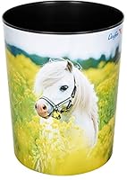 Läufer 26662 Papierkorb Pferd im Rapsfeld, 13 Liter Mülleimer, perfekt für das Kinderzimmer, rund, stabiler Kunststoff, Abfalleimer für Kinder