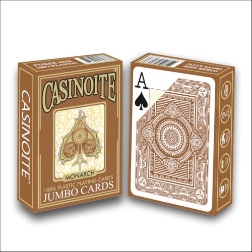 Image of casinoite Adult Monarch 100% Plastic Poker Playing Card Game- Brown