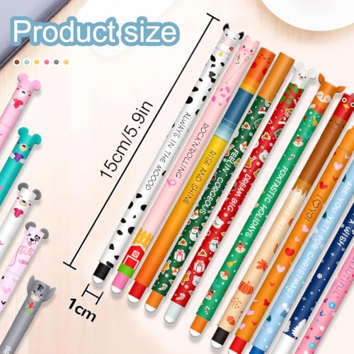 ZappelStift Set mit 16 radierbaren Gelstiften - Weihnachts mit thermoempfindlicher Radiertinte, verschiedene Tintenfarben und Schaftdesigns, 0,7 mm Spitze, Tiermotive