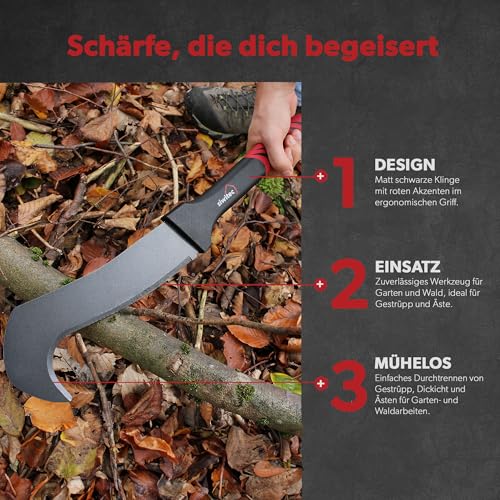 siwitec Machete, Feder-Karbonstahl-Klinge, Kunststoffgriff, Garten Werkzeug Machete, Machete für Garten und Wald – Bild 5