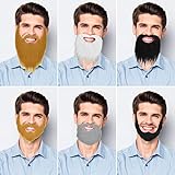 6 Fälsche Bärte: Sie erhalten 6 lebensechte Bärte in verschiedenen Formen und verschieden Farben (braun / schwarz / grau / weiß). Sie sind so lustig, dass jeder die lustigen Bärte lieben wird
