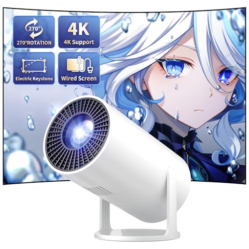 Portable Mini Projector with 270° Rotation, 4K Support, Full HD 1080P, and 200 Display for Smartphone, TV, Laptop, PS4.