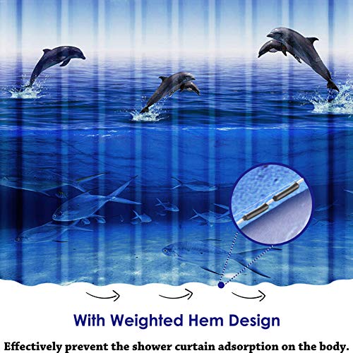 WOWTOY Shower Curtain with 12 Hooks, Waterproof Polyester Fabric Bathroom Bathtub Shower Curtain Liner, Weighted Hem - Image 3