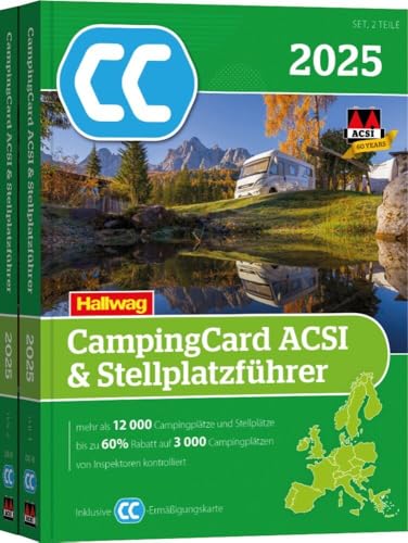 ACSI CampingCard & Stellplatzführer 2025: Bestehend aus 2 Bänden inkl. ACSI CampingCard Ermässigungskarte (Hallwag ACSI Campingführer)