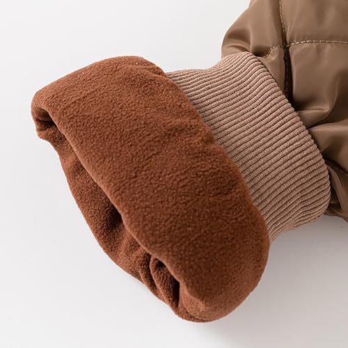 EnJoCho Boys' Middle And Small Children's Winter Solid Color Cotton Jacket Cotton Jacket Coat Thin (Coffee, 3-4 Years)4