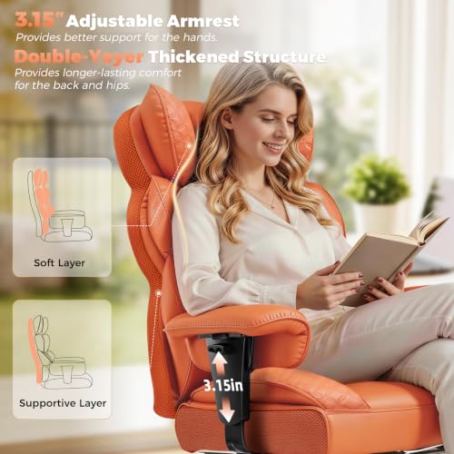 Image of COMHOMA Big and Tall Office Chair with Upgrade Footrest, Heavy Duty Gaming Chair High Back Executive Chair with Spring Lumbar Support for Lower Back Pain Relief, 150Reclining Adjustable Armrests