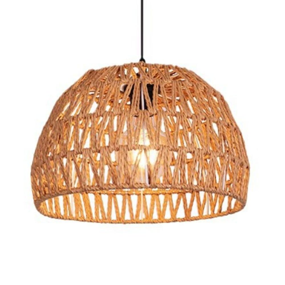 LQZCXMF Coastal Retro Ceiling Chandelier 11.8" Farmhouse Boho Lantern Decor Small Hemp Rope Pendant Light Handmade Lighting Fixtures for Kitchen Island Restaurant Craft Decorative Island Lights